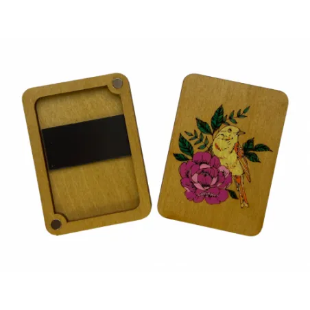 Holzfarbener Nadelkasten "Vogel" (Handbemalt) KF056/4