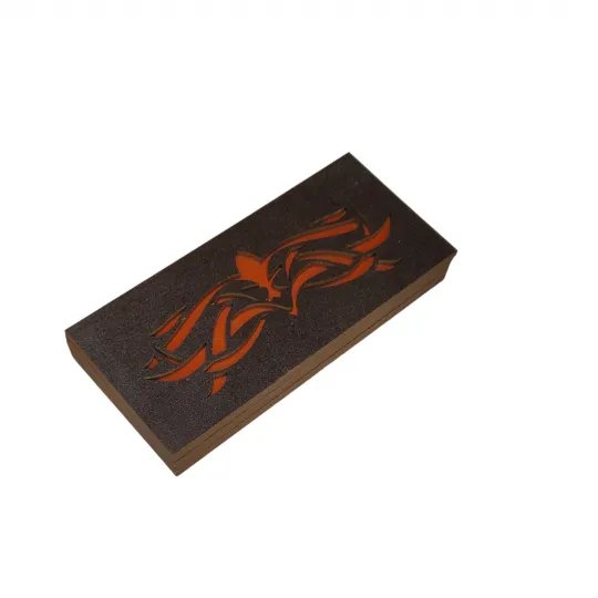 Holzkiste für Perlen "Orangefarbenes Muster" (1 Ebene) KF027/12-1