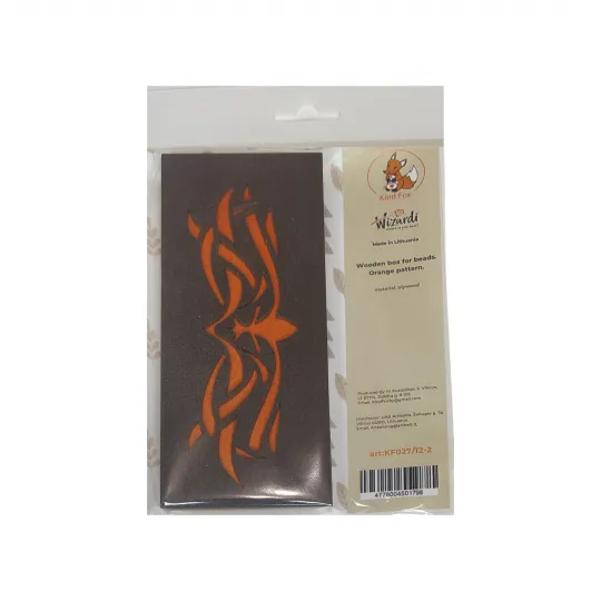 Boîte en bois pour perles "Motif orange" (1 niveau) KF027/12-1