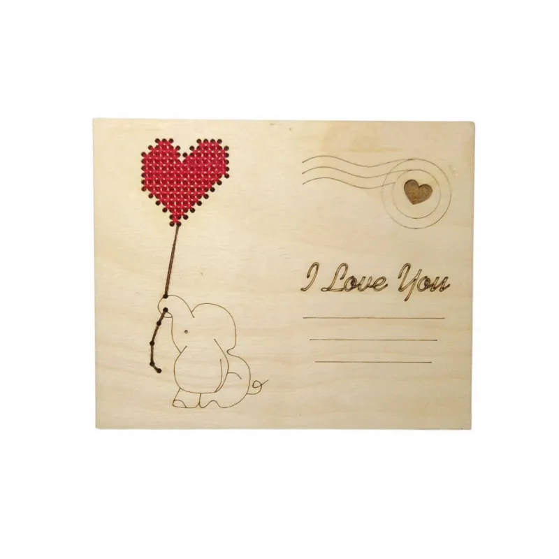 Carte postale en bois "Je t'aime. Éléphant" KF022/131