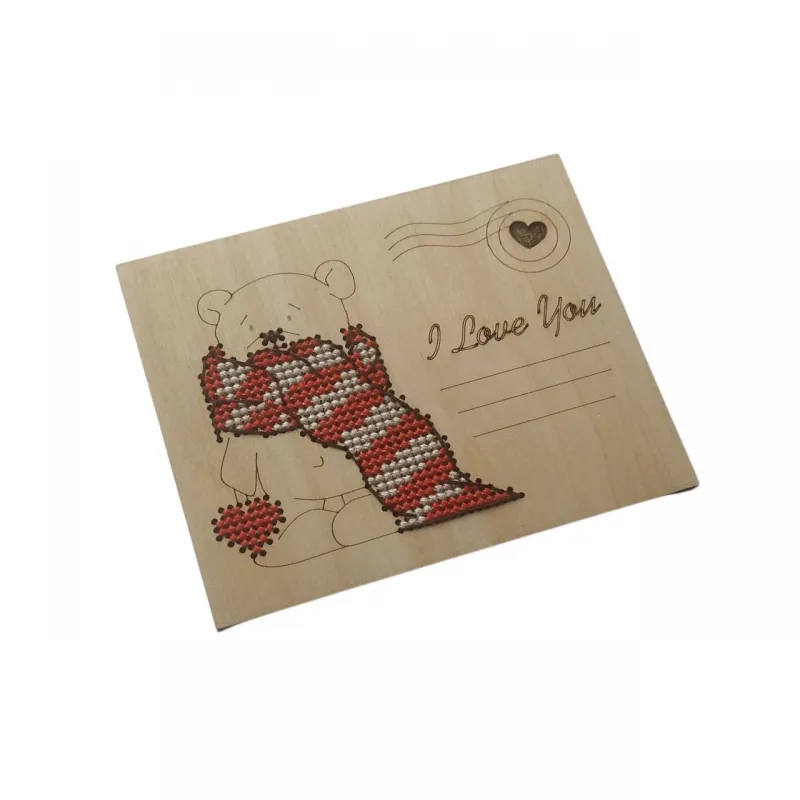 Carte postale en bois "Je t'aime. Ours" KF022/132