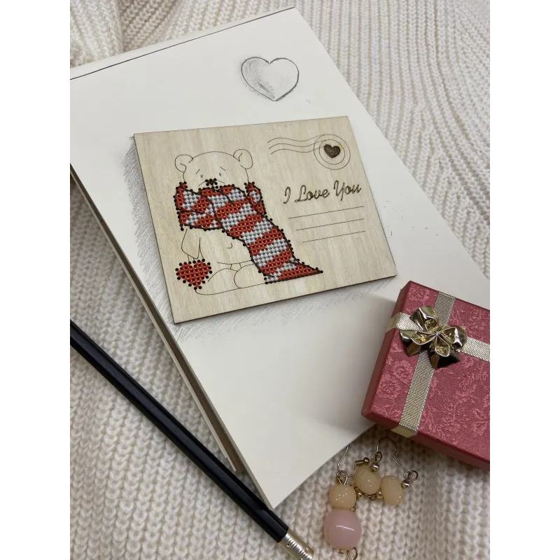 Holzbilderpostkarte "Ich liebe dich. Bär" KF022/132