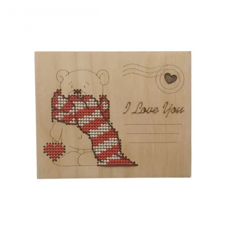Holzbilderpostkarte "Ich liebe dich. Bär" KF022/132