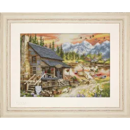 Cross stitch kit "Log Cabin General Store (small format version)" 30.5x22 cm SBU5020