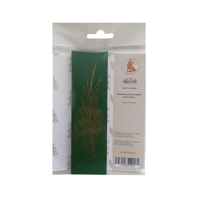 Wooden box for beads "Leaf. Green" KF057/7