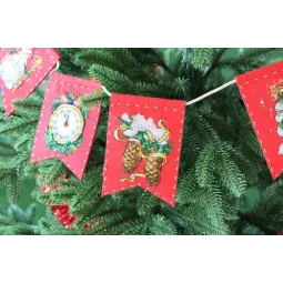 Cross stitch kit on the felt "Garland - New Year’s mood (7 flags)" ST-1017