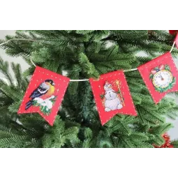 Cross stitch kit on the felt "Garland - New Year’s mood (7 flags)" ST-1017