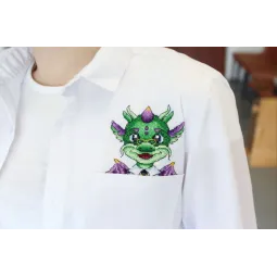 Wasserlösliches Stoff-Kreuzstich-Set auf wasserlöslicher Leinwand "Drachen-Wissenschaftler" 9x9 cm SV-806