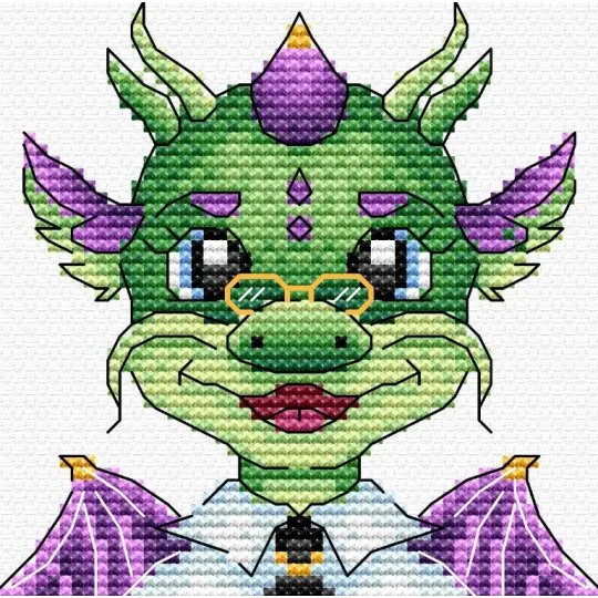 Kit de point de croix sur toile hydrosoluble "Dragon scientist" 9x9 cm SV-806
