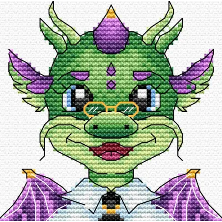 Kit de point de croix sur toile hydrosoluble "Dragon scientist" 9x9 cm SV-806