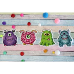 Cross stitch kit on the felt "Monsters. Badges. Magnets" set of 4 ST-1011
