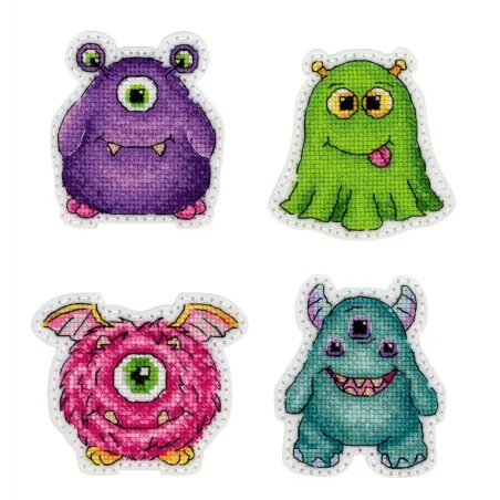 Kreuzstich-Set auf Filz "Monster. Abzeichen. Magnete" Set mit 4 ST-1011