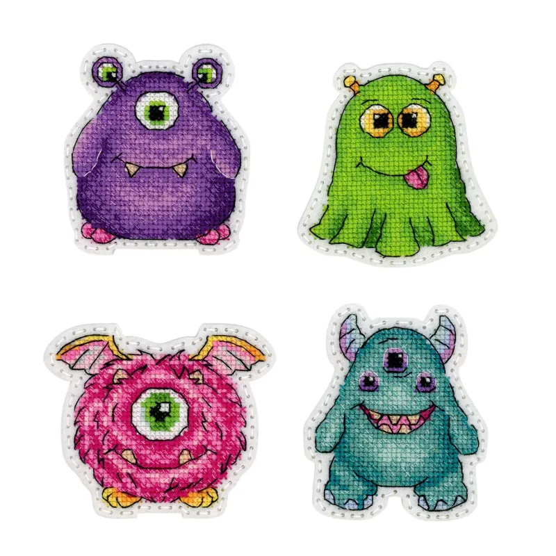 Kreuzstich-Set auf Filz "Monster. Abzeichen. Magnete" Set mit 4 ST-1011