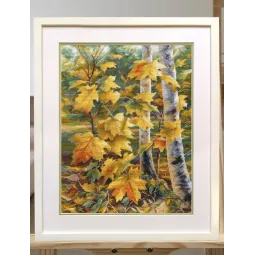 Kit de point de croix "Feuilles d'érable doré" S1559