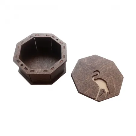Boîte en bois octogonale "Flamants roses" KF057/60