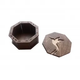 Boîte en bois octogonale "Hummingbird"  9,5*9,5*4,5 cm KF057/64