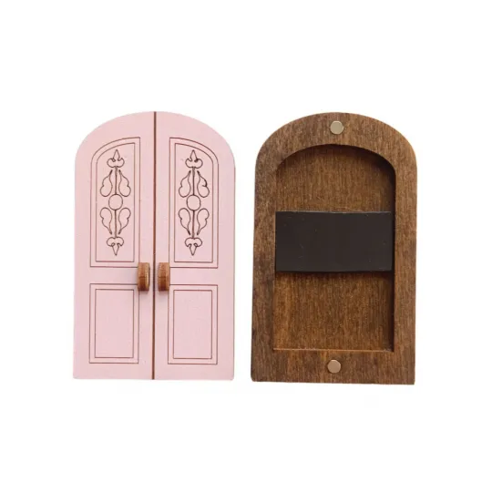 Étui à aiguilles en bois "Porte rose" KF056/60