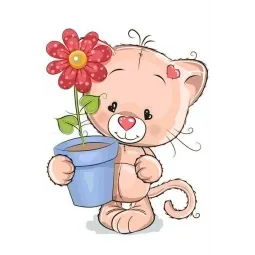 (Nutrauktas C) Kačiukas su dovana 19*27 cm WD2367