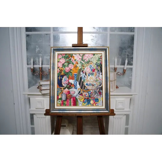 Kreuzstich-Set "Porzellan und Blumen. 1915" 40,8×35 cm S/MK075