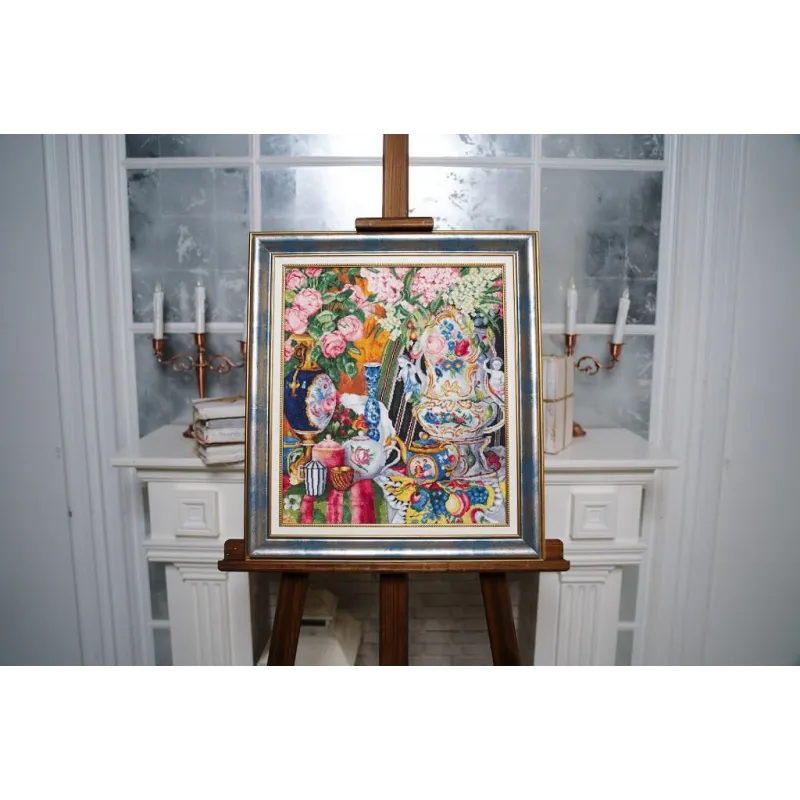 Kreuzstich-Set "Porzellan und Blumen. 1915" 40,8×35 cm S/MK075