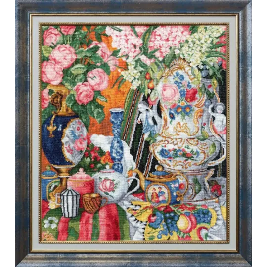 Kreuzstich-Set "Porzellan und Blumen. 1915" 40,8×35 cm S/MK075