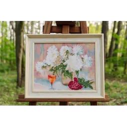 (Eingestellt) Kreuzstick-Set "Pfingstrosen-Rhapsodie" 26,5 x 20 cm S/LTS081