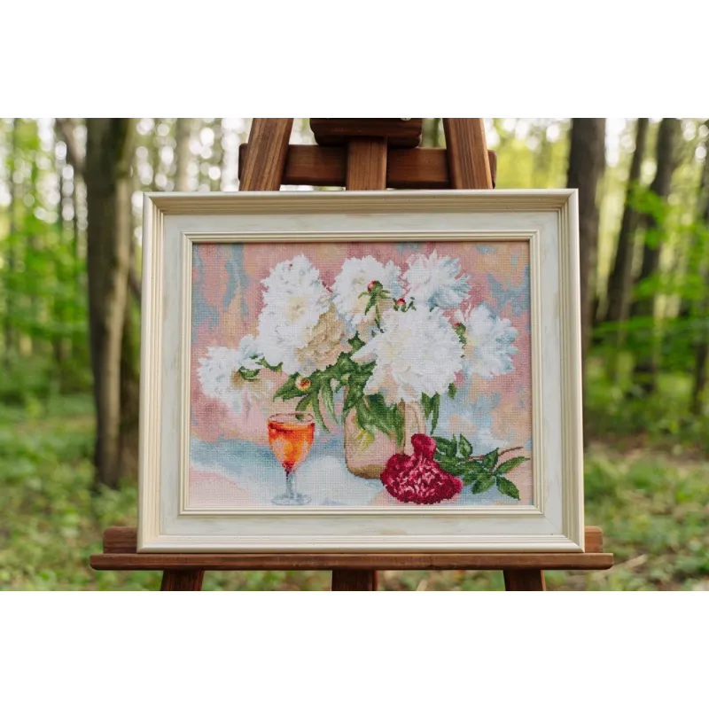 (Discontinued) Kit de point de croix "Rhapsodie de pivoines" 26,5 x 20 cm S/LTS081