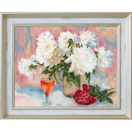 (Eingestellt) Kreuzstick-Set "Pfingstrosen-Rhapsodie" 26,5 x 20 cm S/LTS081