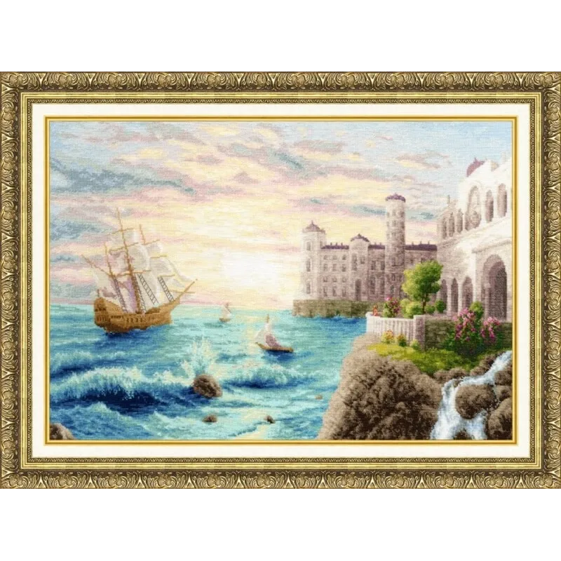 (Hors production) Kit de point de croix "Bord de Mer" 35x50 cm S/MM025