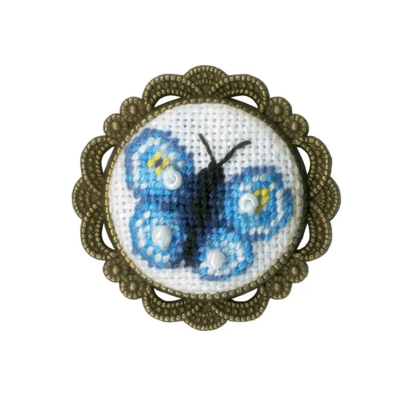 (Discontinué) Kit point de croix Broche "Papillon" 2,8 × 2,8 cm S/SSH018