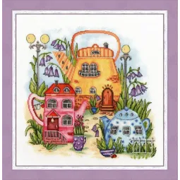 (Discontinued) Cross stitch kit "Tea town" 23.5 × 23.5 cm S/SSH019