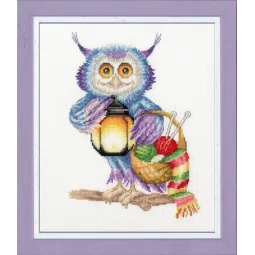 (Discontinued) Cross stitch kit "Nighttime Knitter" 20,5x14,3 cm S/VK054