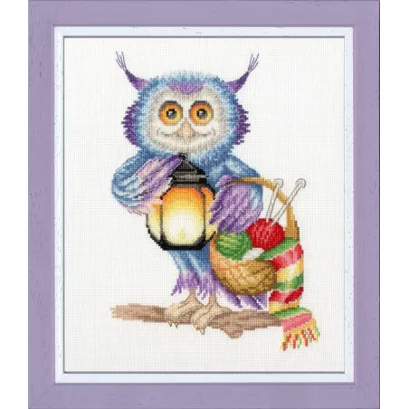 (Discontinued) Cross stitch kit "Nighttime Knitter" 20,5x14,3 cm S/VK054