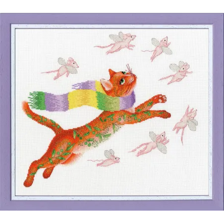 (Eingestellt) Kreuzstich-Set „Jagd auf rosa Mäuse“ 24,6 × 28,3 cm S/VK055