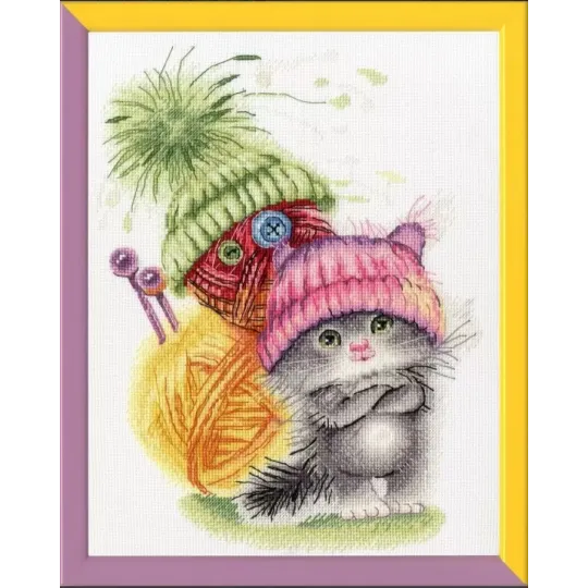 (Discontinued) Cross stitch kit "Funny assistant" 23.2 × 17.5 cm S/VK064