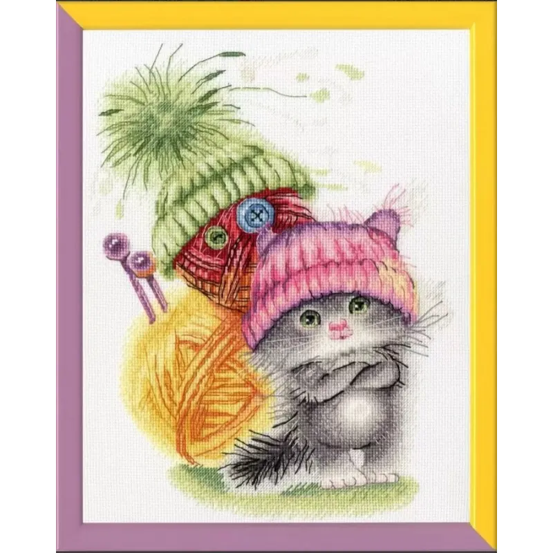 (Discontinued) Cross stitch kit "Funny assistant" 23.2 × 17.5 cm S/VK064