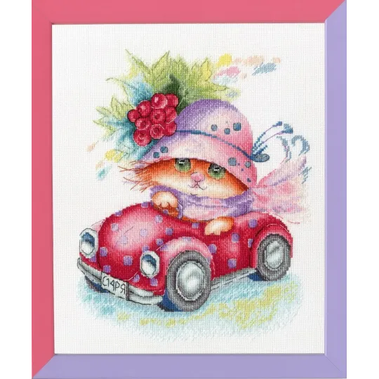 (Discontinued) Cross stitch kit "I'll ride with the breeze!" 22 × 17.5 cm S/VK066