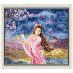 (Discontinued) Cross stitch kit "Girl with a flute" 48 × 54 cm S/MG023