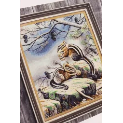 (Arrêté) Kit de point de croix "Écureuils" 42 × 34.8 cm S/Z057