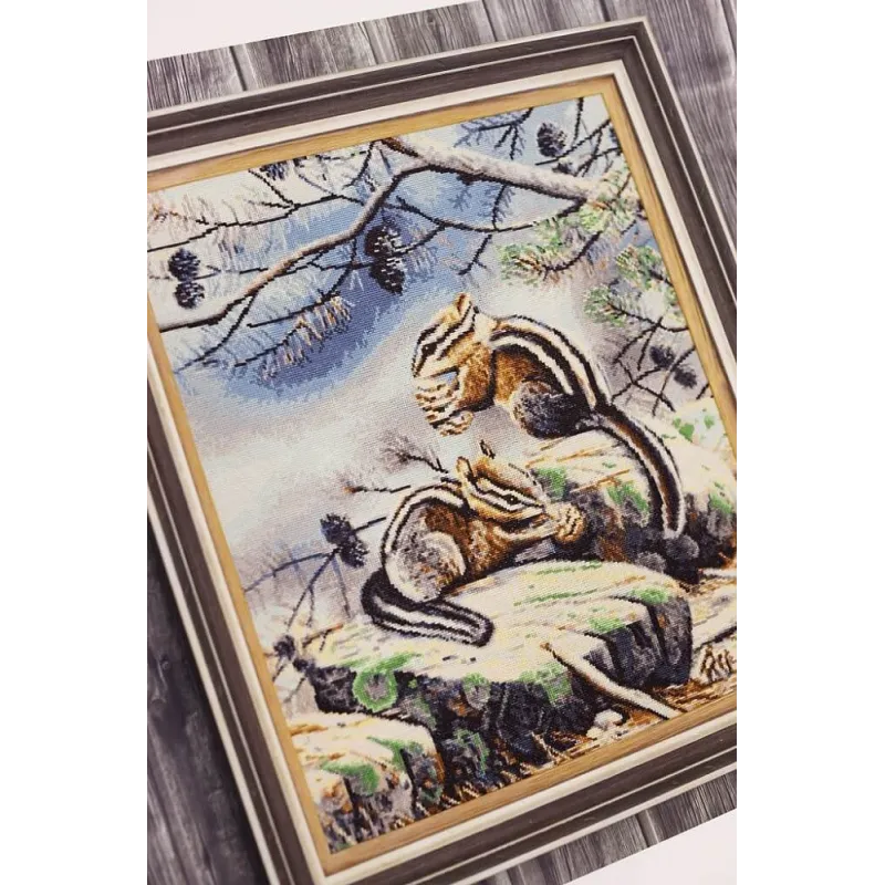 (Arrêté) Kit de point de croix "Écureuils" 42 × 34.8 cm S/Z057