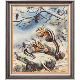 (Discontinued) Cross stitch kit "Chipmunks" 42 × 34.8 cm S/Z057
