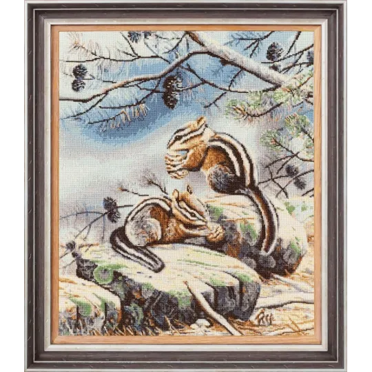 (Arrêté) Kit de point de croix "Écureuils" 42 × 34.8 cm S/Z057
