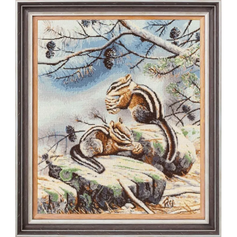 (Arrêté) Kit de point de croix "Écureuils" 42 × 34.8 cm S/Z057