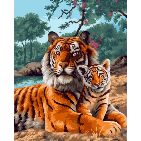 Kit de peinture à numéros "Petit tigre avec maman" 40x50 cm H169