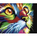 Wizardi painting by number kit.  Rainbow Cat 16x13 cm MINI008