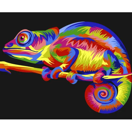 Wizardi painting by number kit. Rainbow Chameleon 16x13 cm MINI033