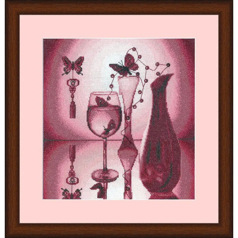 (Discontinued) Kit point de croix "Triptyque. Verre perles" 34,4x32,4 S/T008