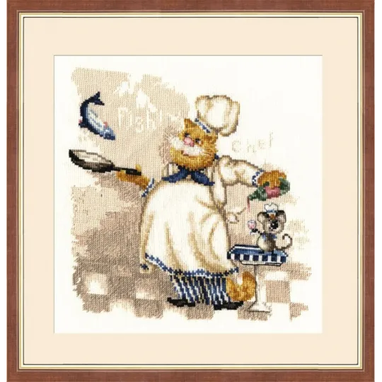 (Ausgelaufen) Kreuzstich-Set "Chefkoch" 19,5x19,5cm S/VK017