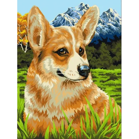 Kit peinture à numéros "Corgi en promenade" 40x50 cm H094