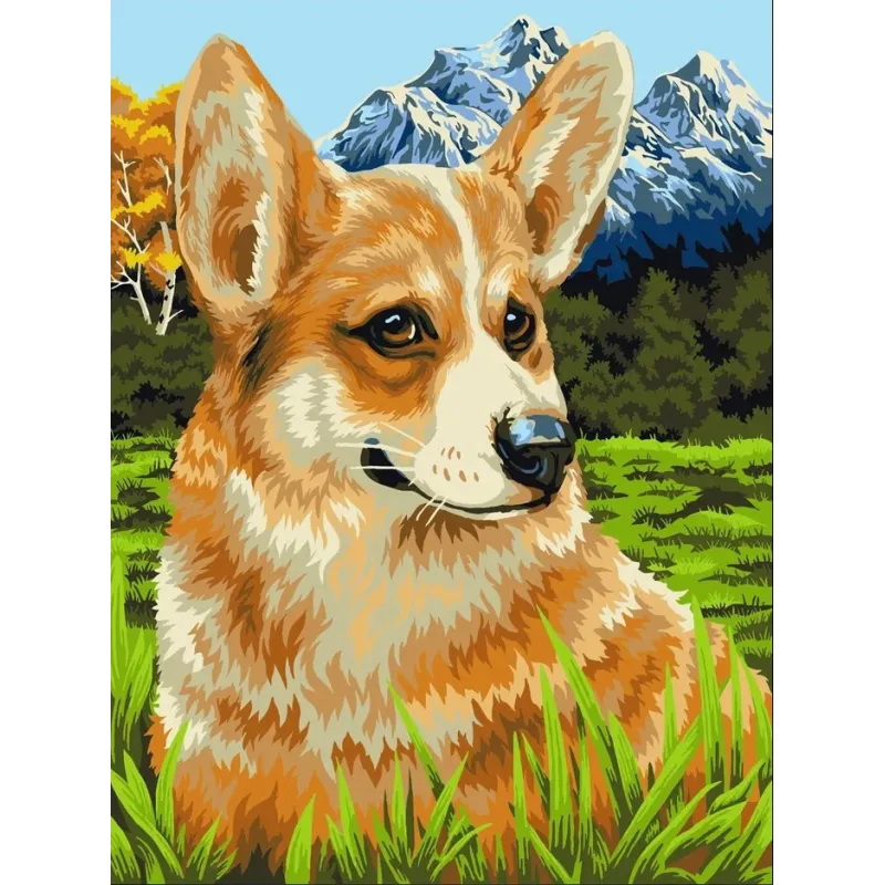 Paint by Numbers rinkinys „Corgi on a walk“ 40x50 cm H094